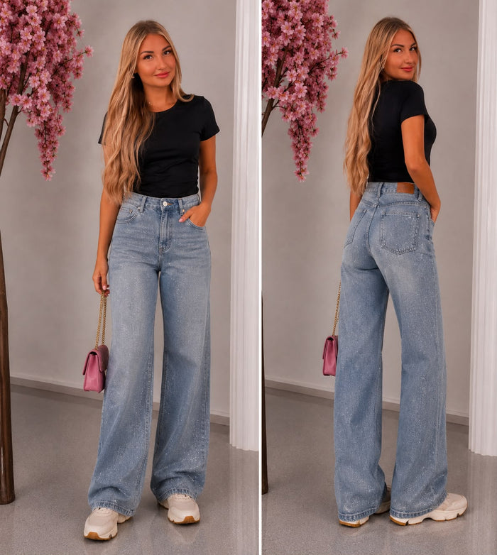 Glitter Wide Leg Jeans